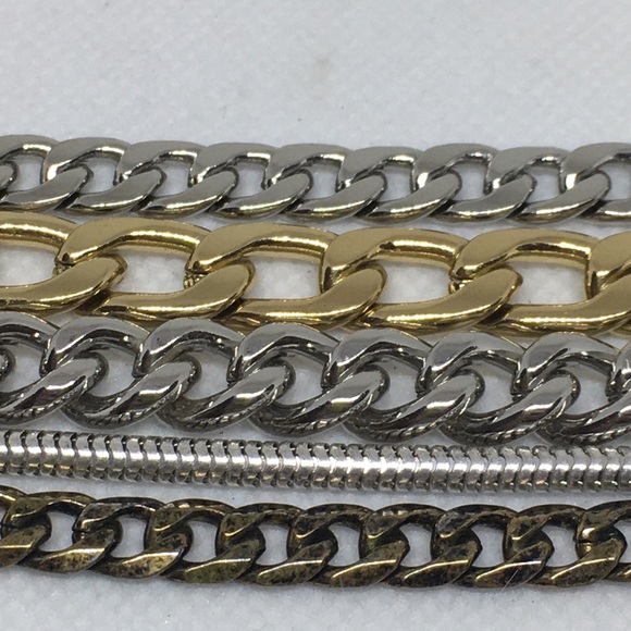 Jenny Bird, Mixed Metal Cuban Link Multi Strand Bracelet, Boutique Designer - Picture 3 of 5